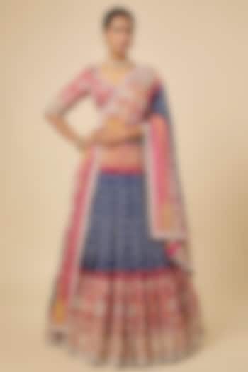 Navy Blue Patola Bandhani Bridal Lehenga Set by Faabiiana at Pernia's Pop Up Shop