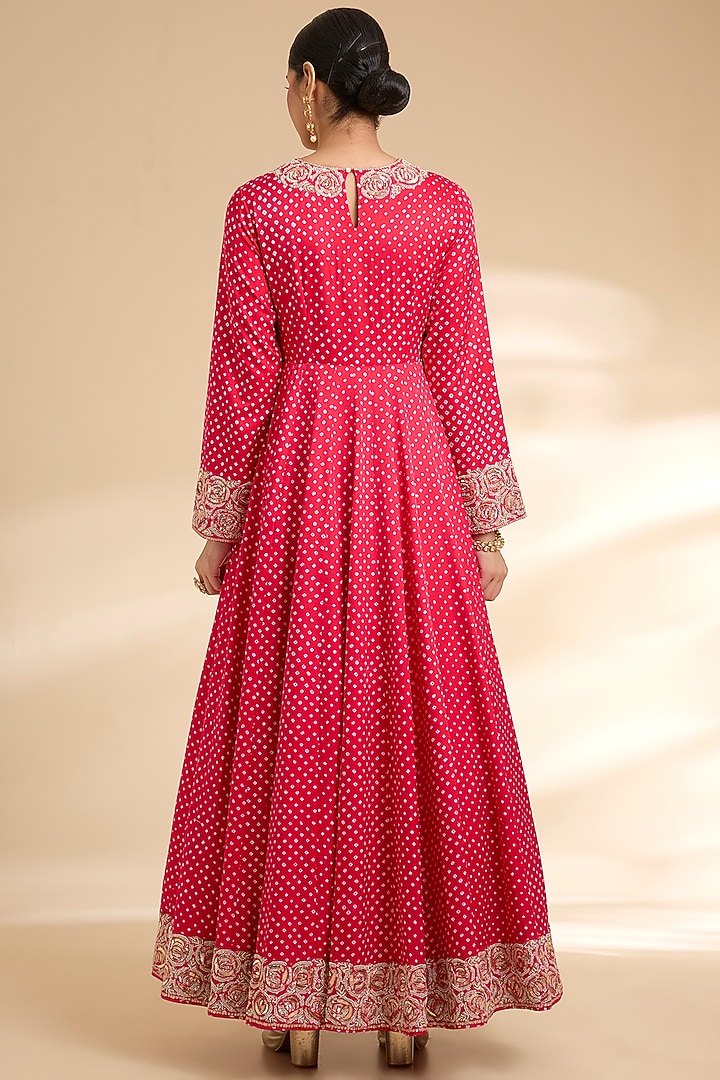 Red Gajji Silk Embroidered Bridal Anarkali Set by Faabiiana at Pernia's Pop Up Shop