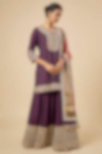 Purple Patola Bandhani Sharara Set by Faabiiana at Pernia's Pop Up Shop