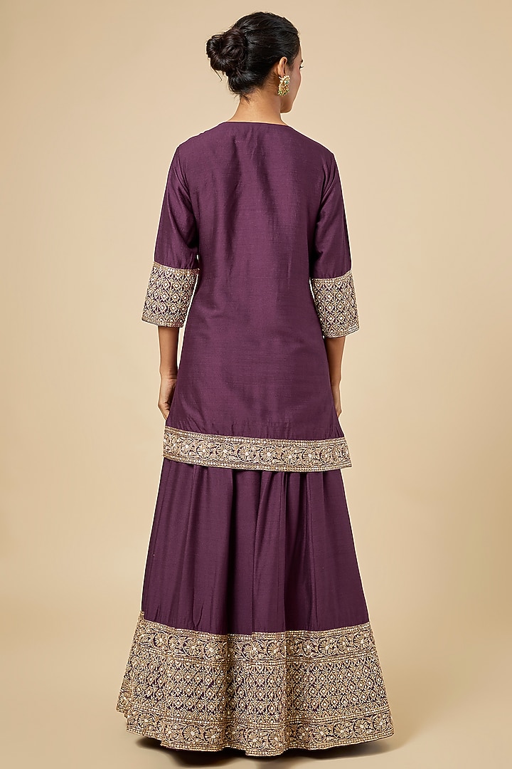 Purple Patola Bandhani Sharara Set by Faabiiana at Pernia's Pop Up Shop