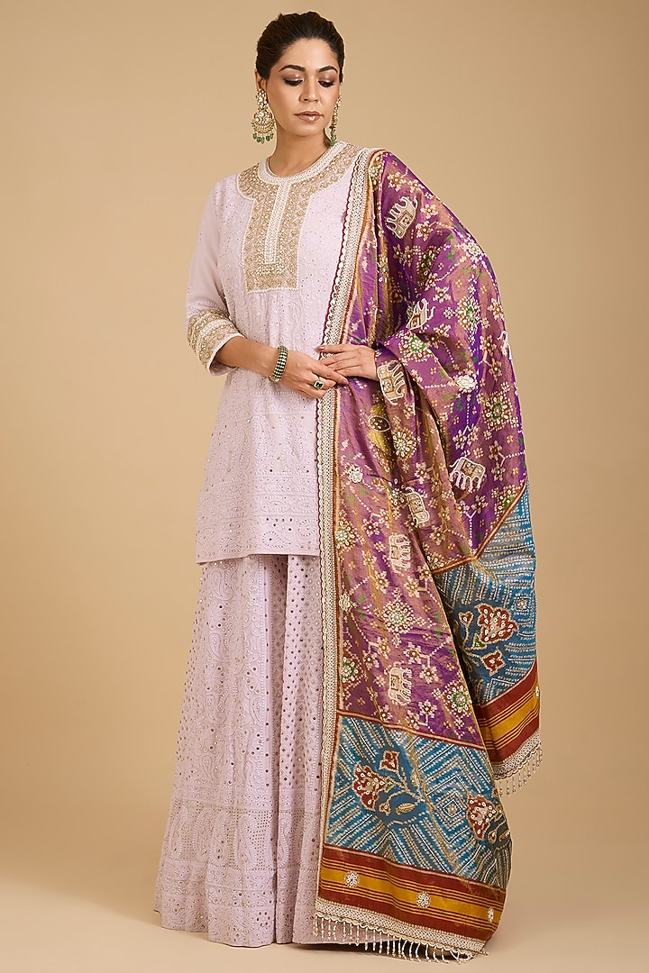 Lavender Georgette Chikankari Bridal Sharara Set by Faabiiana at Pernia's Pop Up Shop