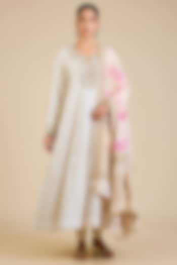 Ivory Chikankari Georgette Embroidered Bridal Anarkali Set by Faabiiana at Pernia's Pop Up Shop