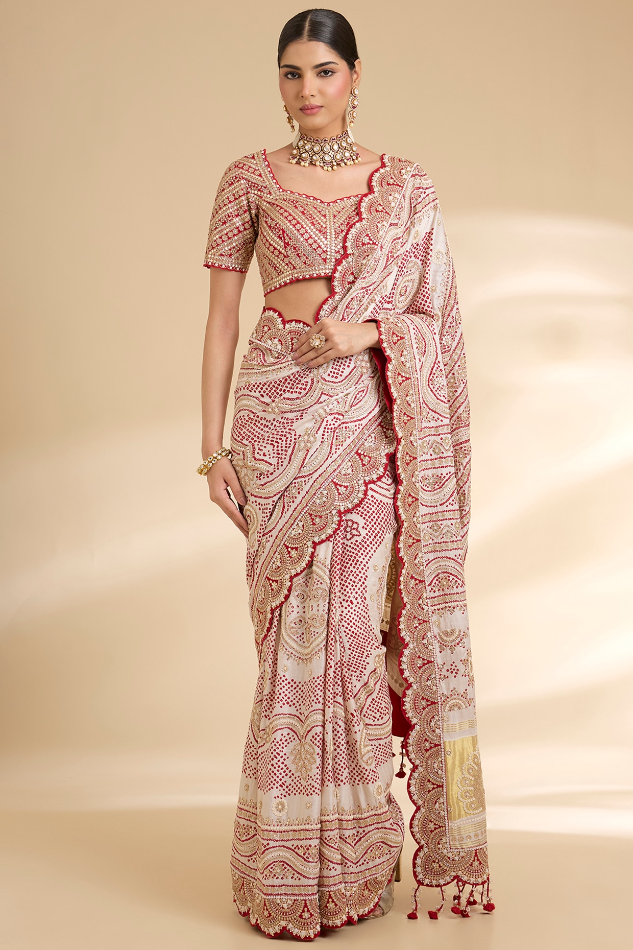 Faabiiana Blush Pink Gajji Silk Embroidered Saree Set