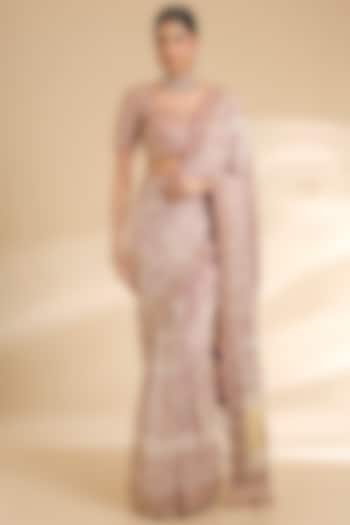 Blush Pink Gajji Silk Embroidered Bridal Saree Set by Faabiiana at Pernia's Pop Up Shop