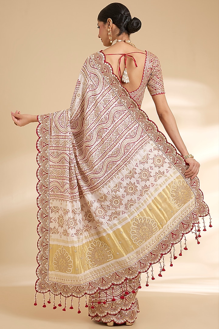 Blush Pink Gajji Silk Embroidered Bridal Saree Set by Faabiiana at Pernia's Pop Up Shop