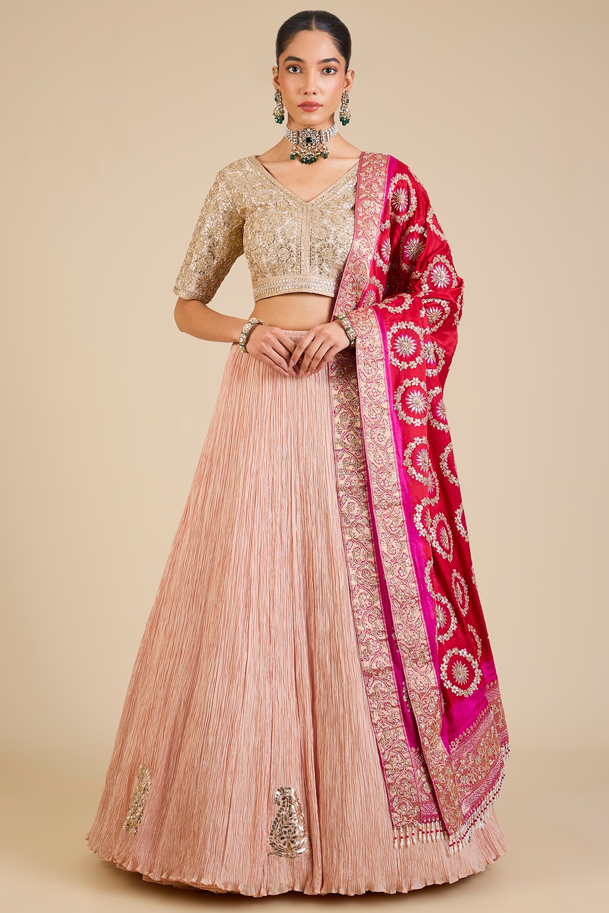 Faabiiana Onion Pink Silk Lehenga Set