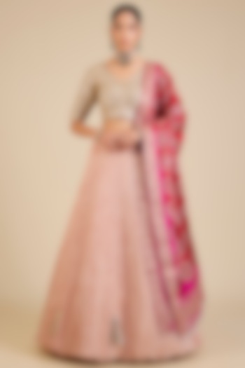 Onion Pink Silk Bridal Lehenga Set by Faabiiana at Pernia's Pop Up Shop