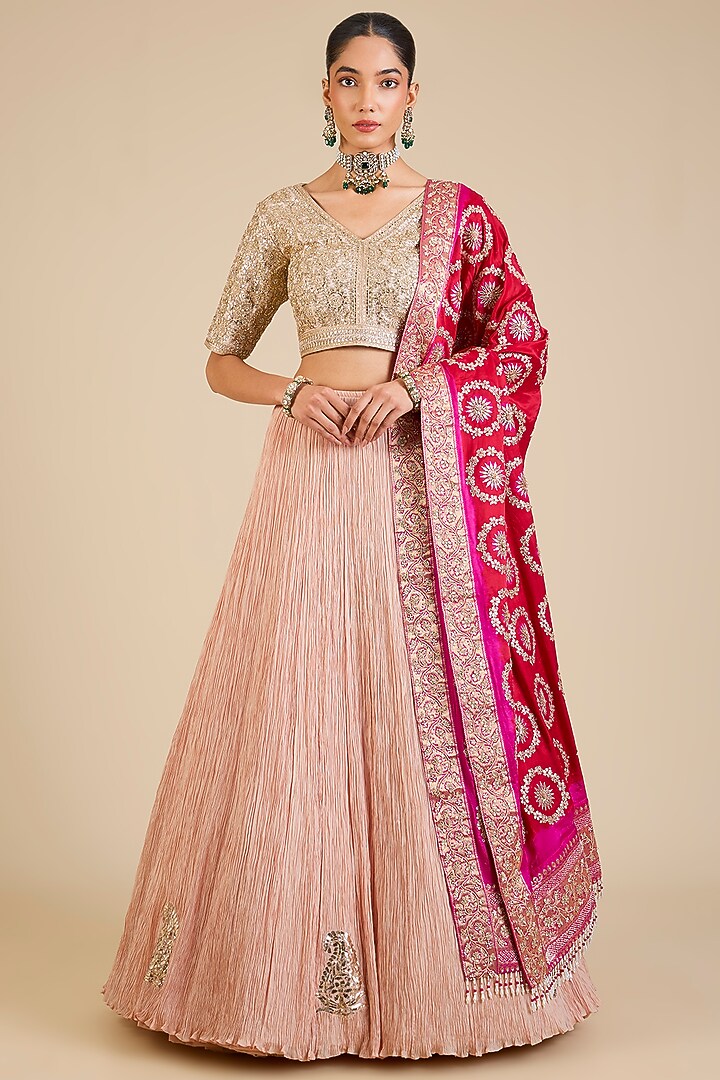 Onion Pink Silk Bridal Lehenga Set by Faabiiana at Pernia's Pop Up Shop
