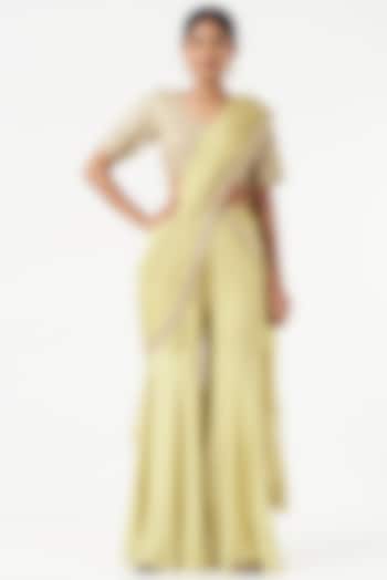 Dull Gold Chanderi Bridal Sharara Set by Faabiiana at Pernia's Pop Up Shop