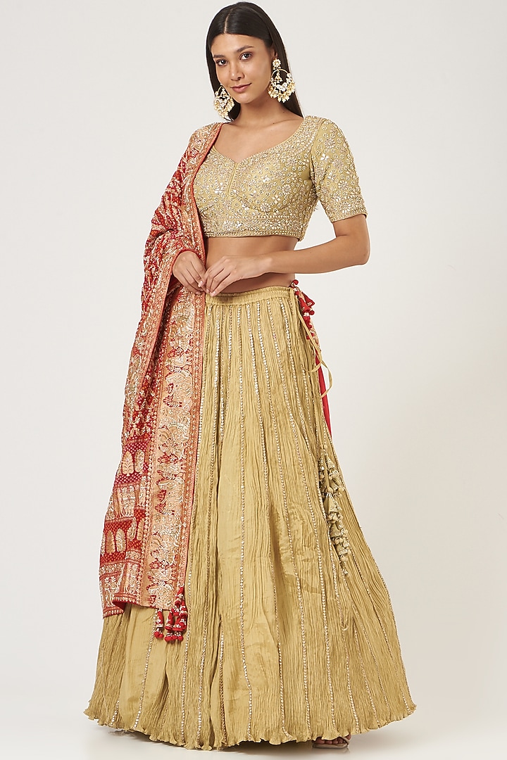 Gold Embroidered Bridal Lehenga Set by Faabiiana at Pernia's Pop Up Shop