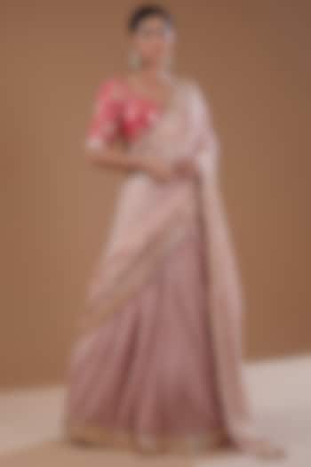 Onion Pink Silk Crushed Gota Embroidered Bridal Lehenga Set by Faabiiana at Pernia's Pop Up Shop