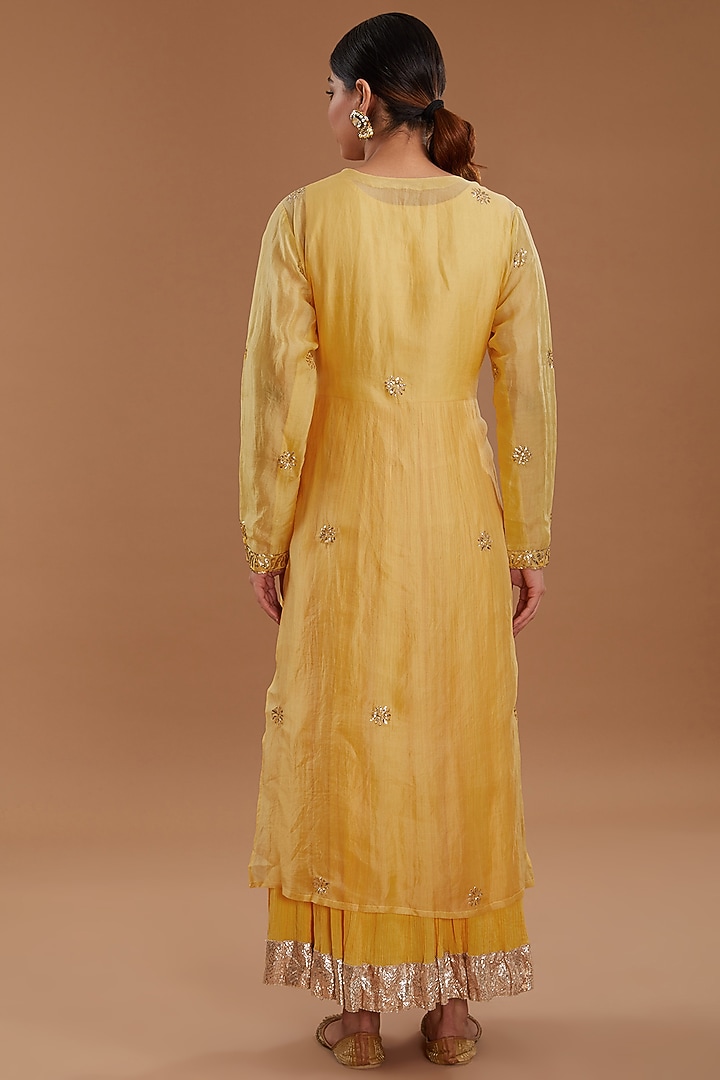 Mustard Yellow Cotton Bridal Sharara Set by Faabiiana at Pernia's Pop Up Shop