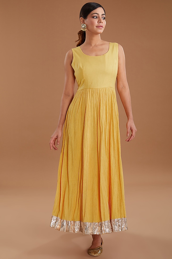 Mustard Yellow Cotton Bridal Sharara Set by Faabiiana at Pernia's Pop Up Shop