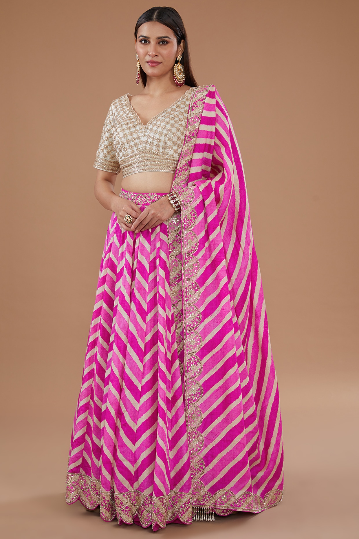 Yellow And Pink Bandhani Lehenga Set - Indian Bridal & Wedding Outfit –  CUSTUMISE DREAM | Designer Bridal Lehengas & Wedding Outfits
