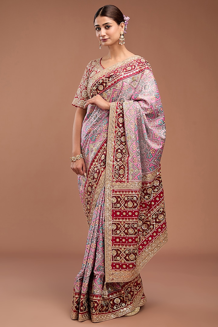 Multi-Colored Patola Saree Set by Faabiiana at Pernia's Pop Up Shop