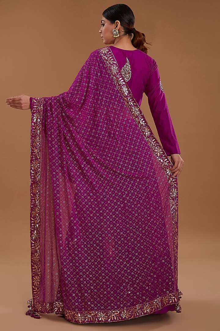 Purple Silk Mukaish Embroidered Bridal Lehenga Set by Faabiiana at Pernia's Pop Up Shop