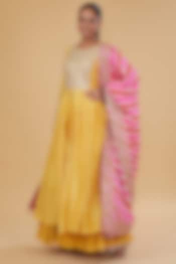 Mustard Silk Bridal Sharara Set by Faabiiana at Pernia's Pop Up Shop