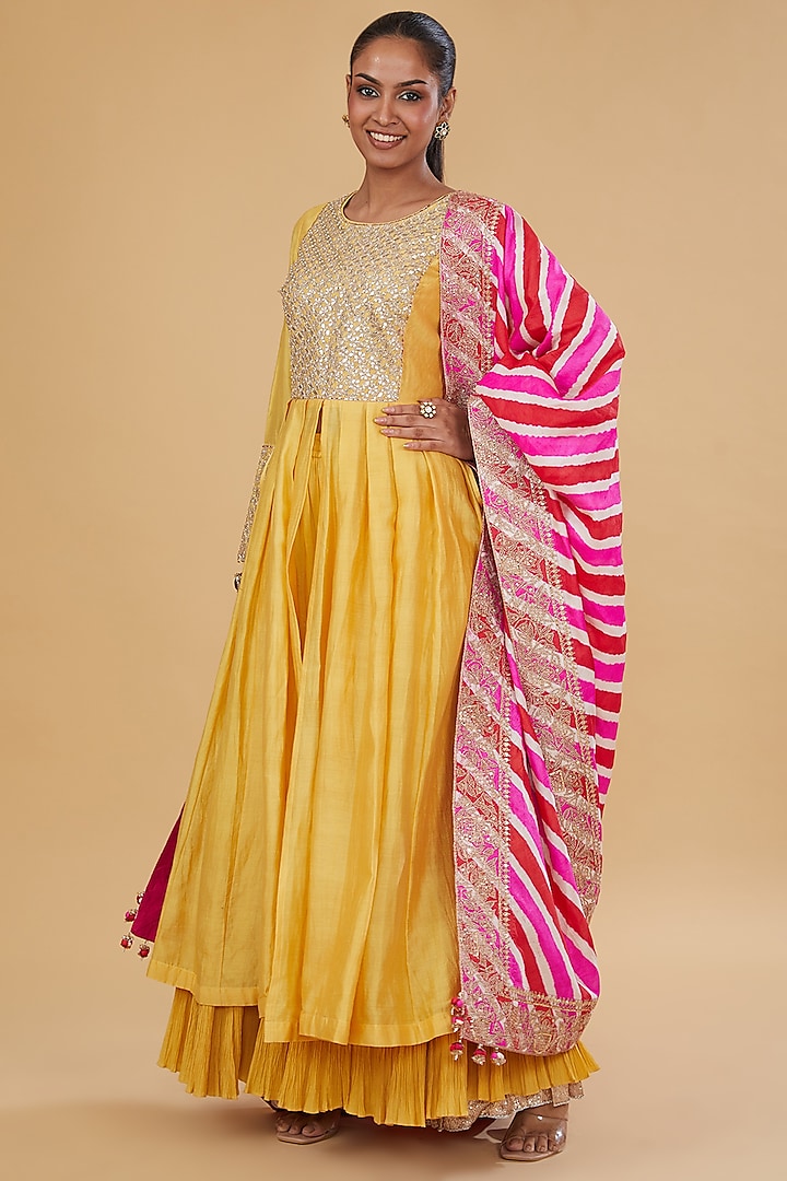 Mustard Silk Bridal Sharara Set by Faabiiana at Pernia's Pop Up Shop