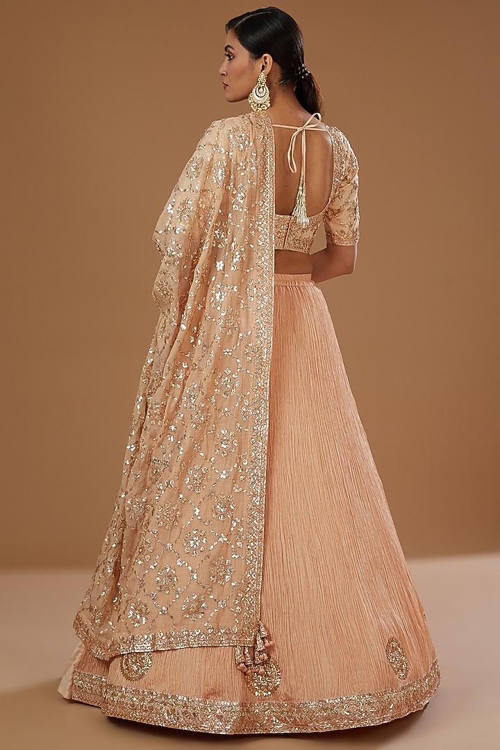 Peach Cotton Bridal Lehenga Set by Faabiiana at Pernia's Pop Up Shop
