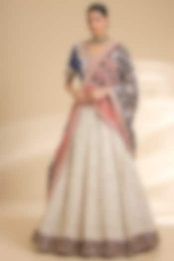 Ivory Georgette Chikankari Embroidered Bridal Lehenga Set by Faabiiana at Pernia's Pop Up Shop
