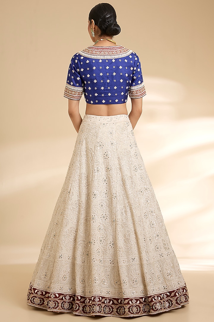 Ivory Georgette Chikankari Embroidered Bridal Lehenga Set by Faabiiana at Pernia's Pop Up Shop