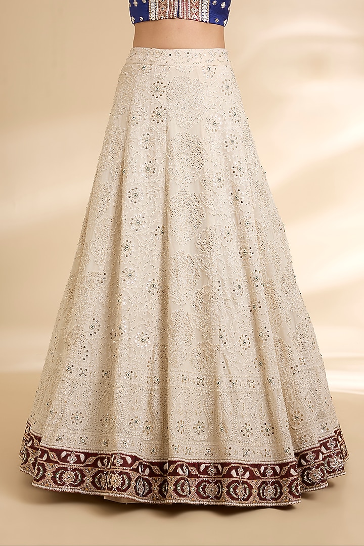 Ivory Georgette Chikankari Embroidered Bridal Lehenga Set by Faabiiana at Pernia's Pop Up Shop
