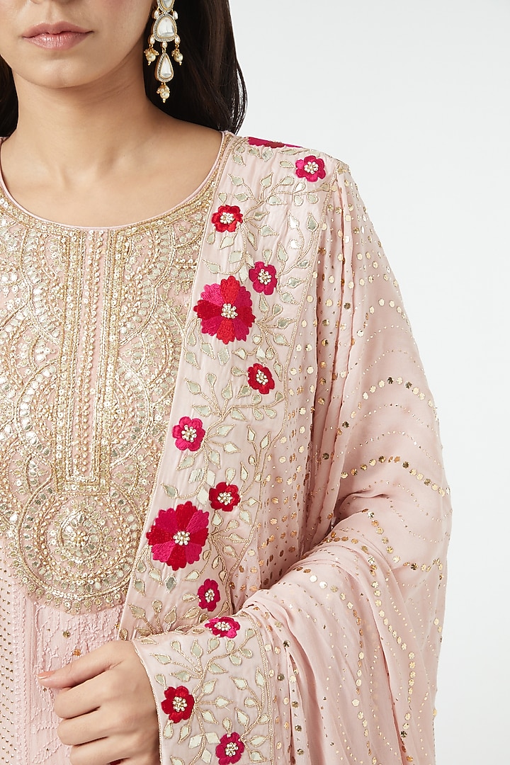 Blush Pink Chikankari Bridal Anarkali Set by Faabiiana at Pernia's Pop Up Shop