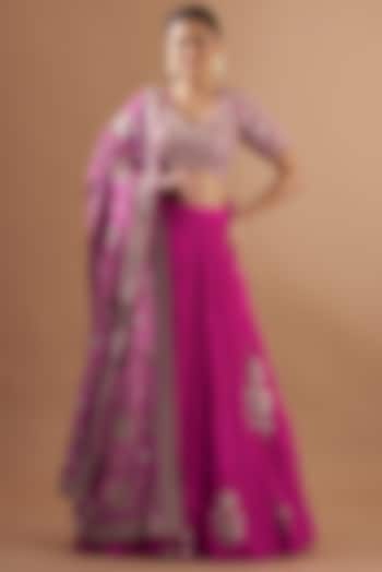 Fuchsia Ambi Jaal Embroidered Lehenga