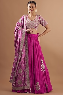 Fuchsia Ambi Jaal Embroidered Lehenga