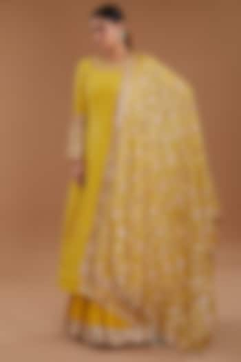 Yellow Chikankari Anarkali Set by Faabiiana at Pernia's Pop Up Shop