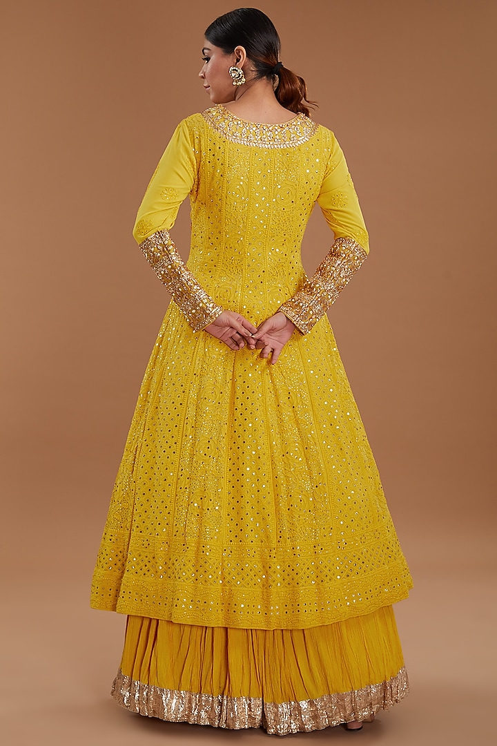 Yellow Chikankari Bridal Anarkali Set by Faabiiana at Pernia's Pop Up Shop