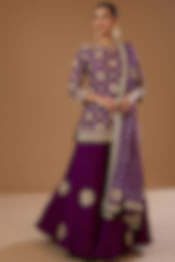 Purple Silk Crushed Sharara Set by Faabiiana at Pernia's Pop Up Shop