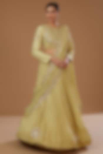 Pista Green Silk Bridal Lehenga Set by Faabiiana at Pernia's Pop Up Shop