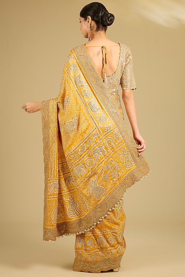 Mustard Gajji Silk Bridal Saree Set by Faabiiana at Pernia's Pop Up Shop