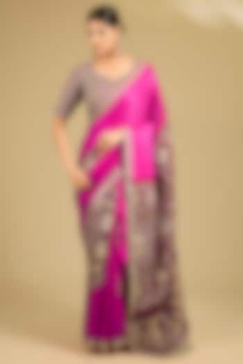 Magenta Gajji Silk Reception Saree Set by Faabiiana at Pernia's Pop Up Shop