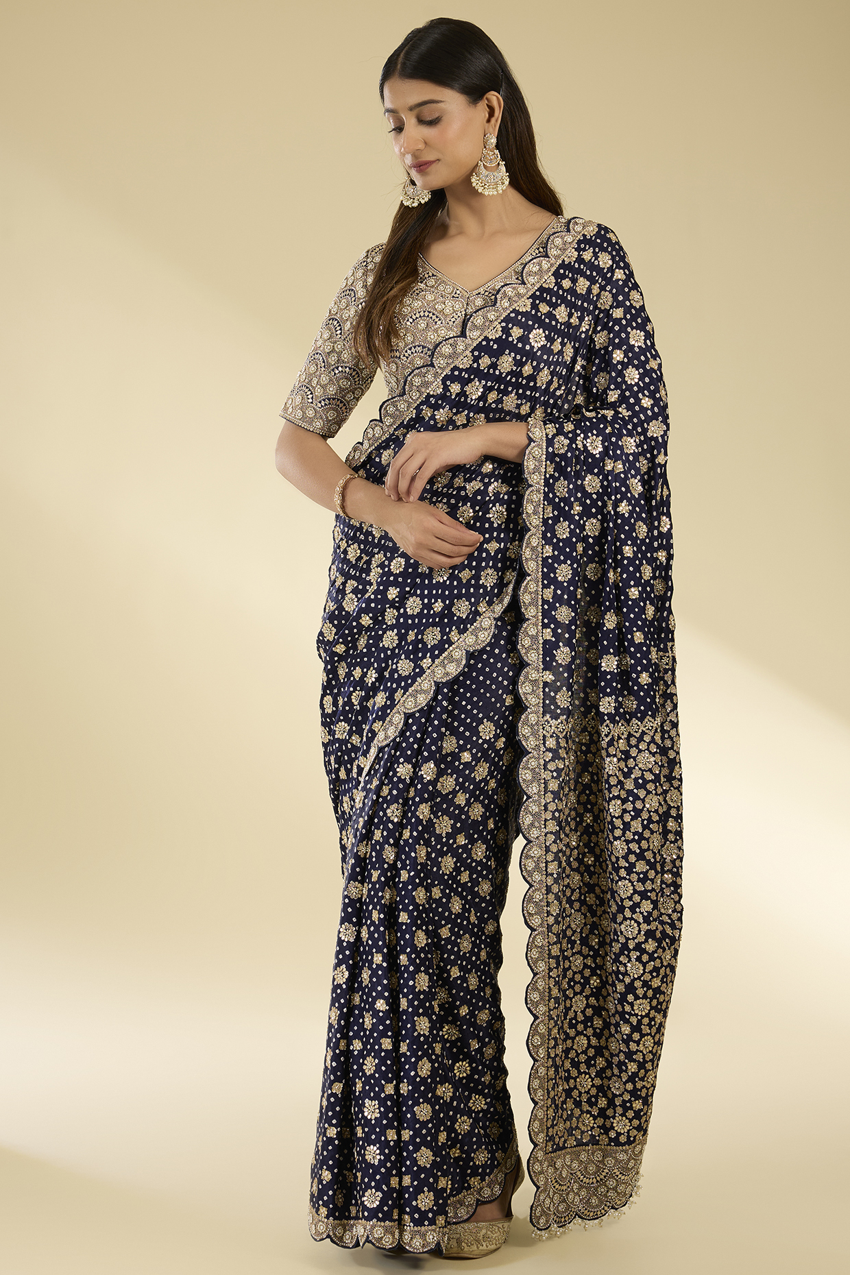 Blue Gajji Silk Saree Set by Faabiiana at Pernia's Pop Up Shop