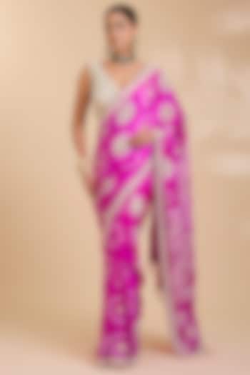 Rani Pink Gajji Silk Bridal Saree Set by Faabiiana at Pernia's Pop Up Shop