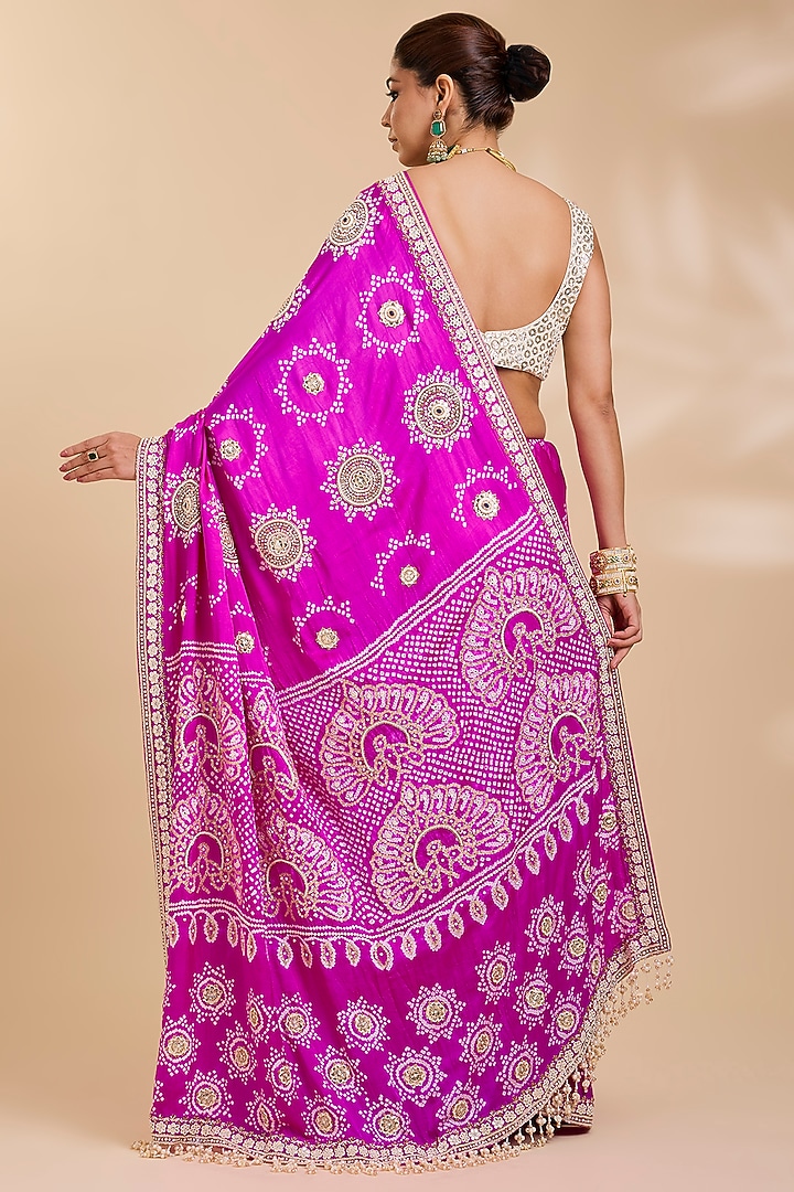 Rani Pink Gajji Silk Bridal Saree Set by Faabiiana at Pernia's Pop Up Shop
