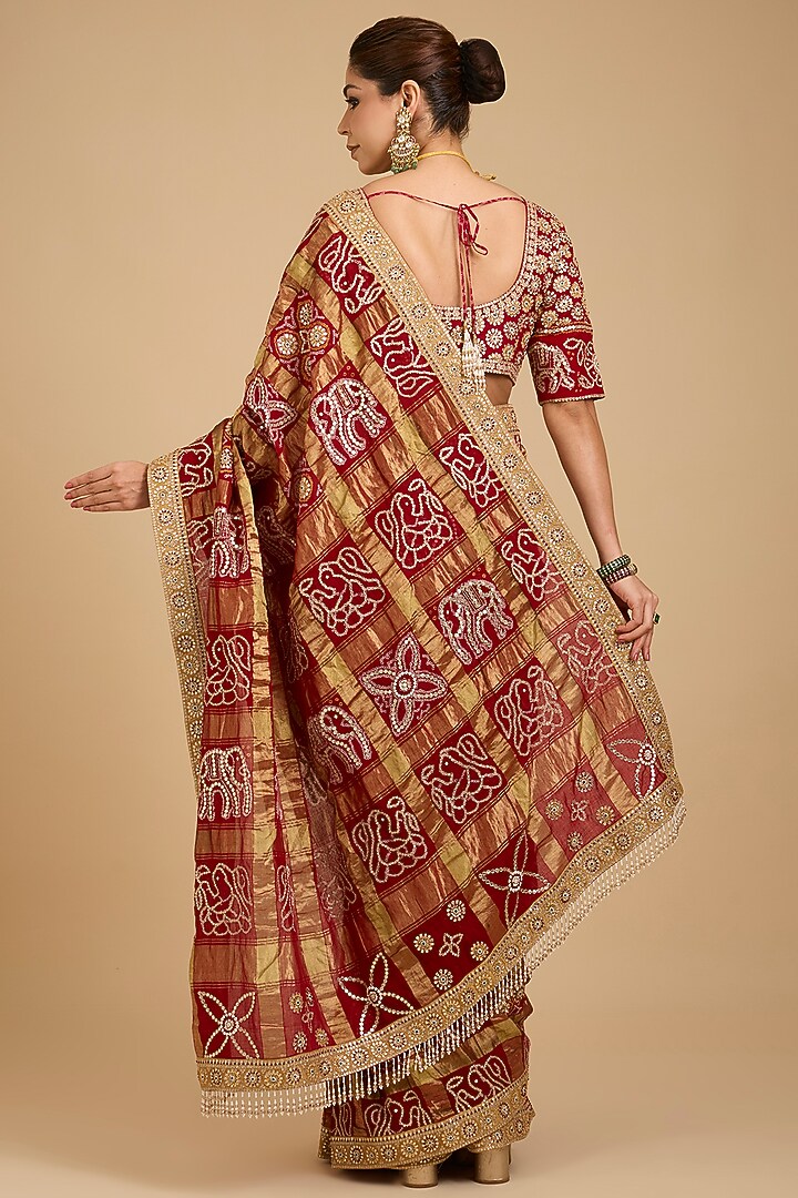 Red Gajji Silk Reception Saree Set by Faabiiana at Pernia's Pop Up Shop