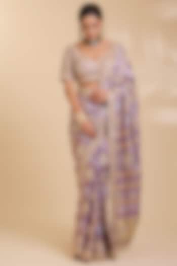 Lilac Gajji Silk Bridal Saree Set by Faabiiana at Pernia's Pop Up Shop