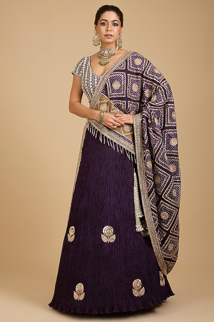Purple Silk Bridal Lehenga Set by Faabiiana at Pernia's Pop Up Shop
