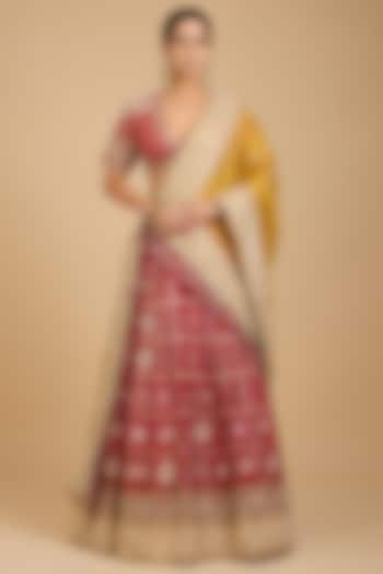 Red Georgette Gharchola Bridal Lehenga Set by Faabiiana at Pernia's Pop Up Shop