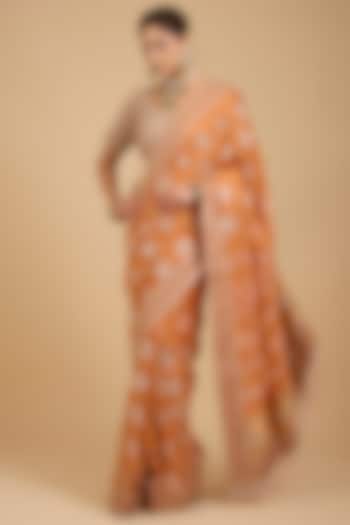 Orange Gajji Silk Bridal Saree Set by Faabiiana at Pernia's Pop Up Shop