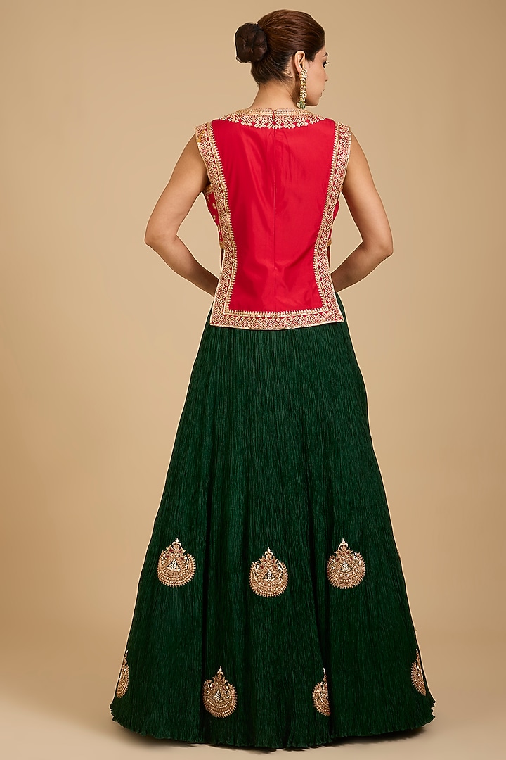 Green Silk Bridal Lehenga Set by Faabiiana at Pernia's Pop Up Shop