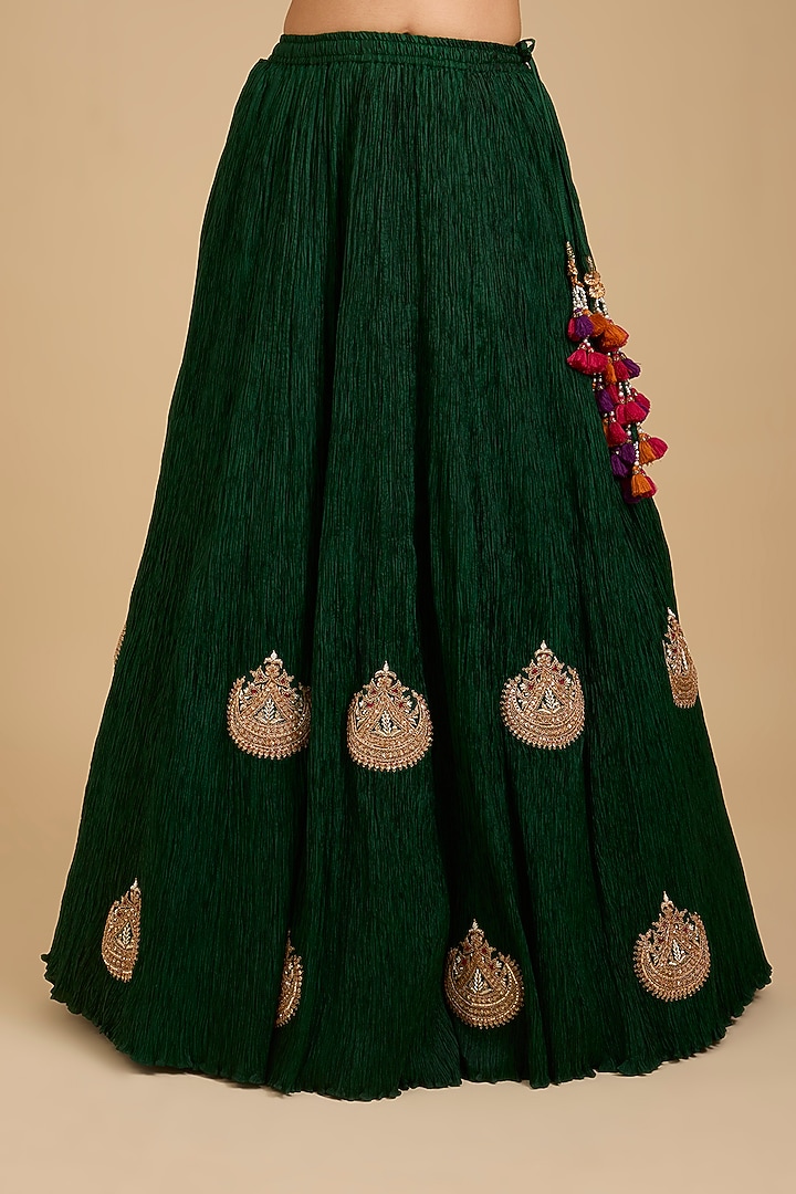Green Silk Bridal Lehenga Set by Faabiiana at Pernia's Pop Up Shop