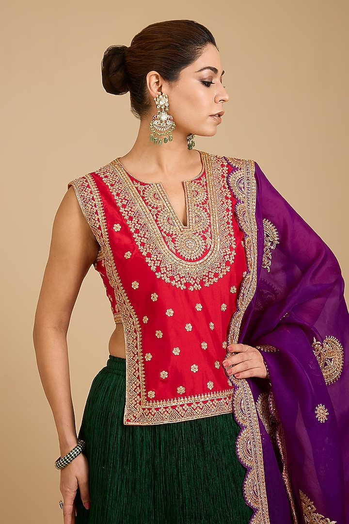 Green Silk Bridal Lehenga Set by Faabiiana at Pernia's Pop Up Shop