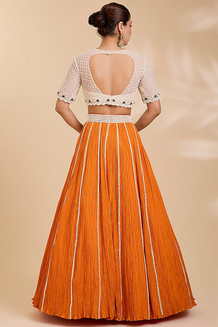 Orange Silk Bridal Lehenga Set by Faabiiana at Pernia's Pop Up Shop