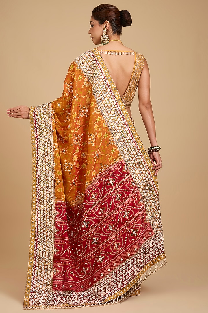 Orange & Red Patola Bridal Saree Set by Faabiiana at Pernia's Pop Up Shop