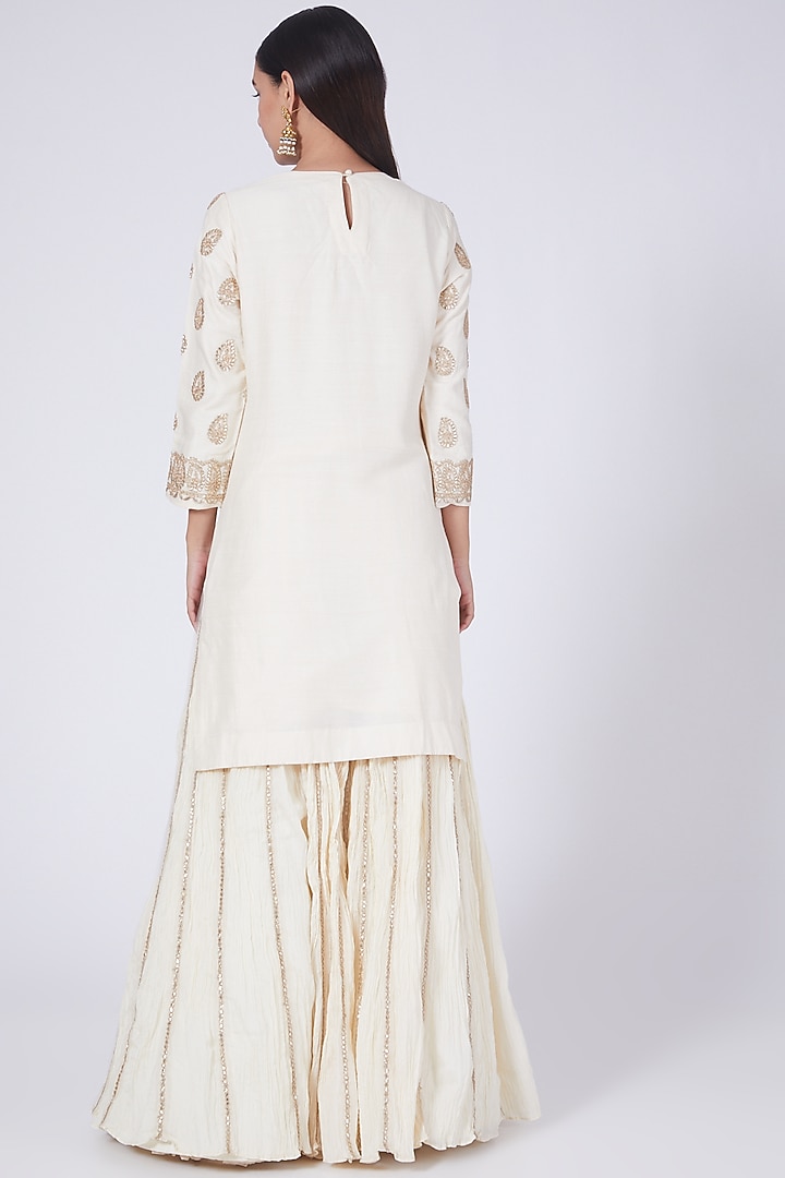 Cream Crushed Cotton Bridal Sharara Set by Faabiiana at Pernia's Pop Up Shop