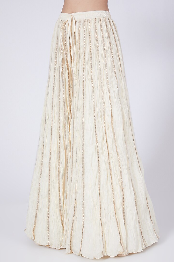 Cream Crushed Cotton Bridal Sharara Set by Faabiiana at Pernia's Pop Up Shop